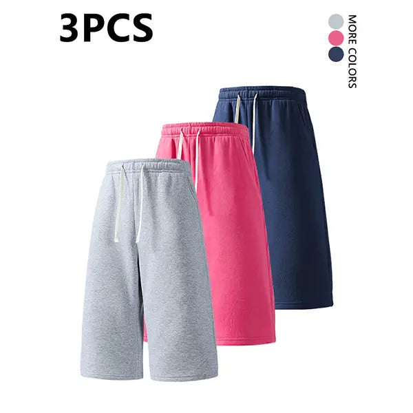 2-pack summer pants: street-style mid-thigh drawstring shorts with a hip-hop vibe—comfortable, loose fit for travel, versatile casual wear suitable for running, workouts, and everyday use.