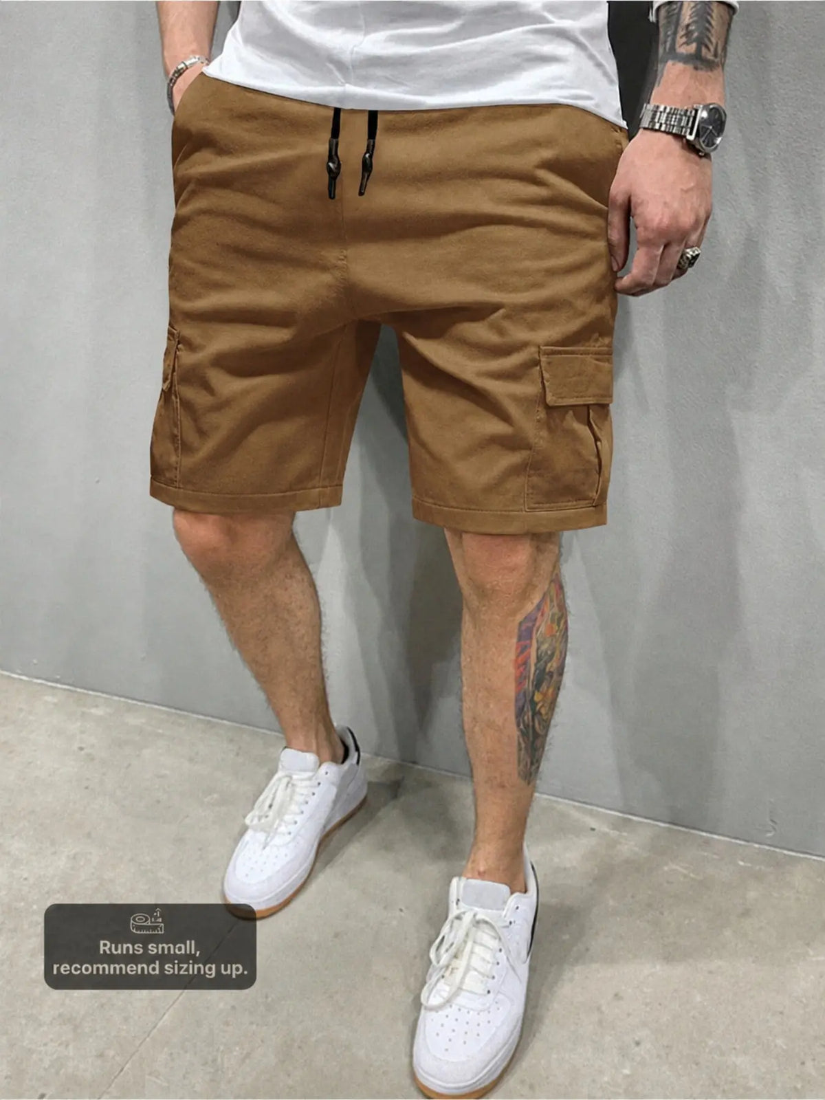 Men's Solid Cargo Shorts, Casual Relaxed-Fit Woven 5" Shorts, lightweight drawstring shorts, Multi-Pocket Mid-Rise Straight-Leg Design, Drawstring Waist, Summer Daily Wear for Commute & Outdoor Sports, Classic Versatile Essential for Men's Wardrobe