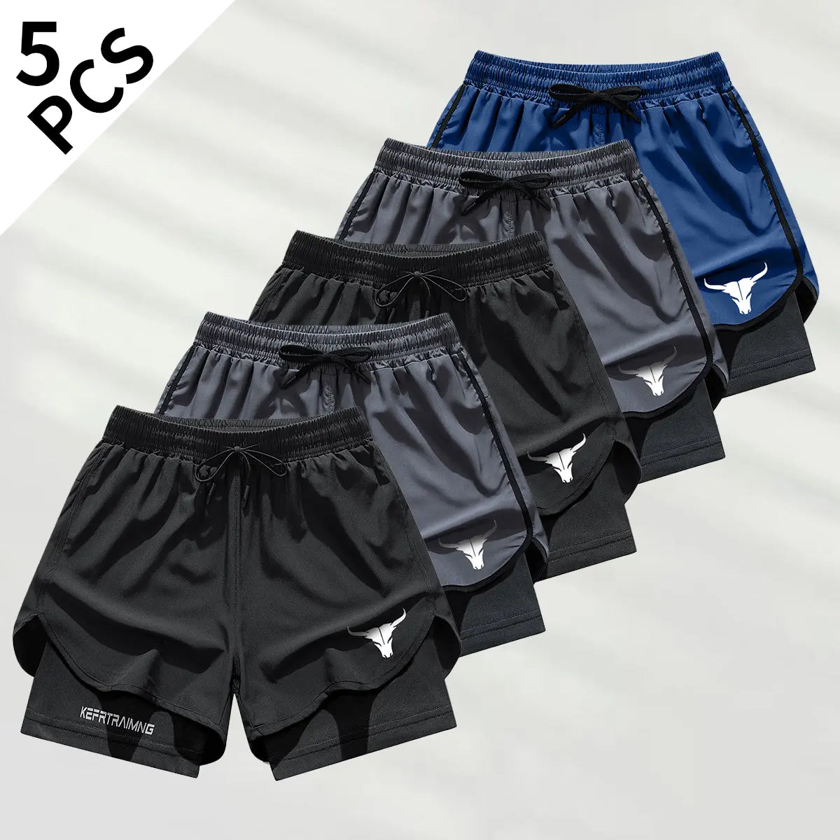 Men's Double-Layer Graphic Athletic Jorts - Activewear Bottoms for Summer, Ideal Guys' Gifts