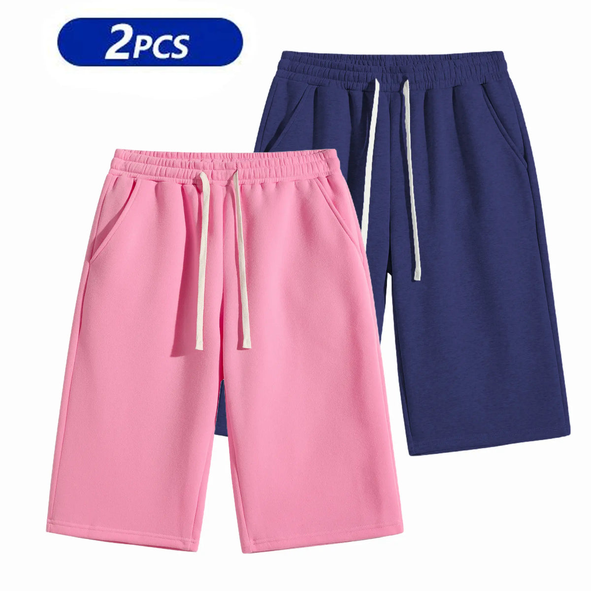 Men's Plain Stylish Belted Bermuda Shorts - Activewear, Solid-Color Athletic Casual Bottoms with Pockets, Breathable Spring-Summer Menswear