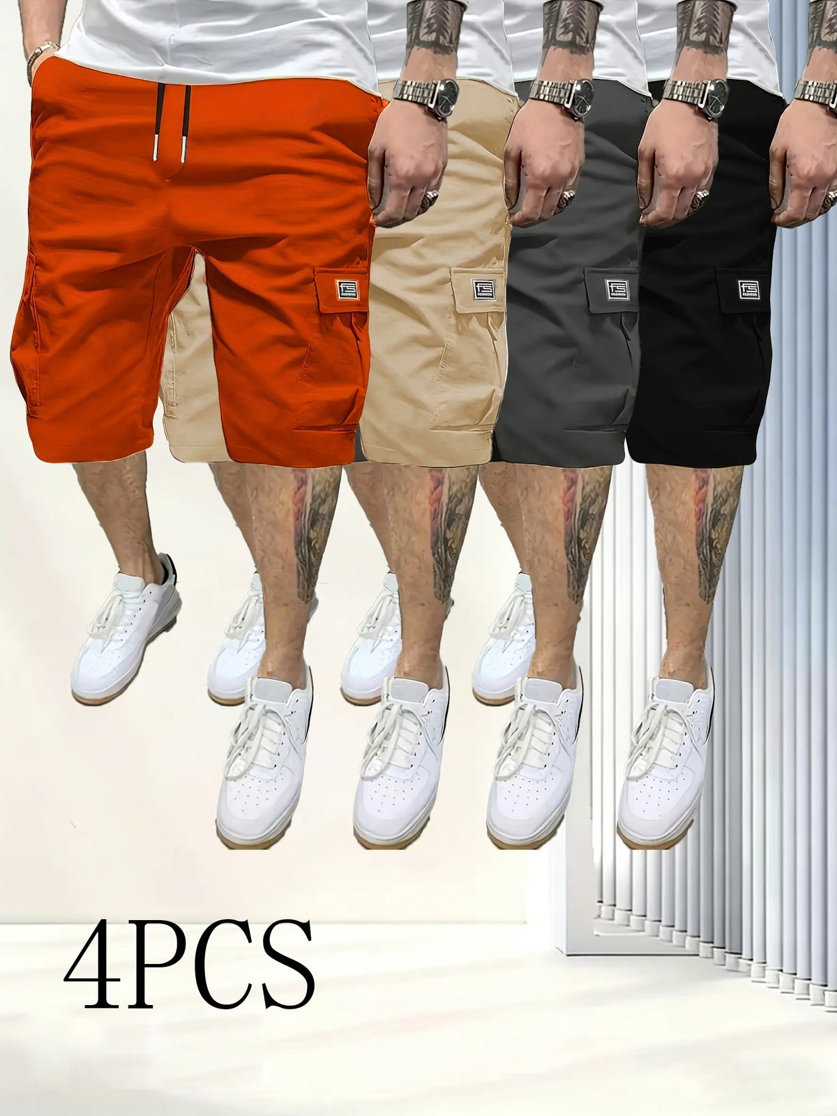 Men’s Lightweight Summer Cargo Shorts - Casual Sport Menswear with 4 Pockets, Back Flap Pocket, Baggy Loose Fit, Wrinkle-Free Durable Fabric; Note: Runs Small, Choose 1 Size Up