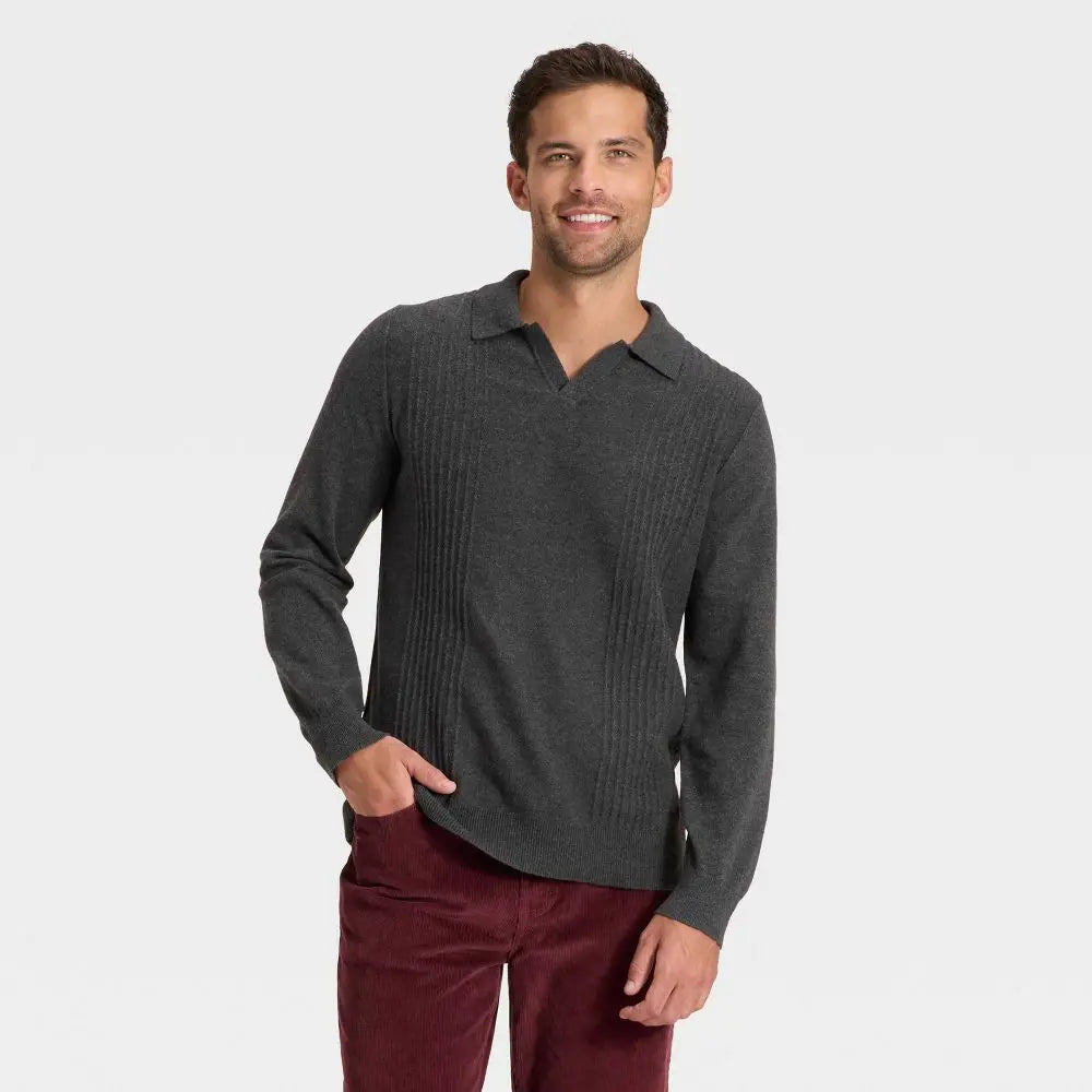 Men's Soft Knit Johnny Collar Polo Sweater - Goodfellow & Co