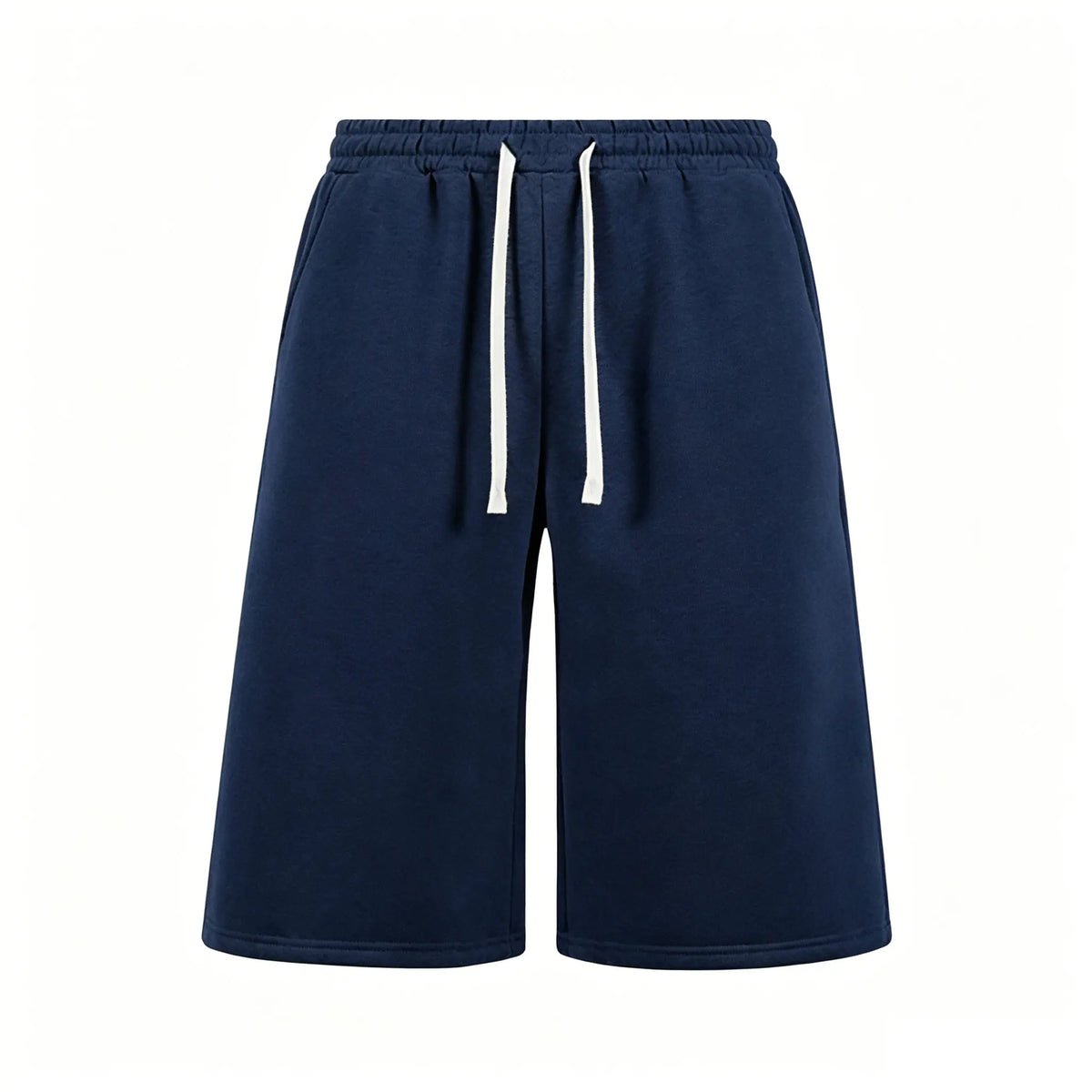 Men’s H-Type Fitted Cut Knit Capri Wide-Leg Shorts, Elastic Waistband with Drawstring, Adjustable Fit, Solid Color, Soft Comfortable, Pockets, for Casual/Athletic Wear, Available in Pink (Pairs with Sneakers)/Beige