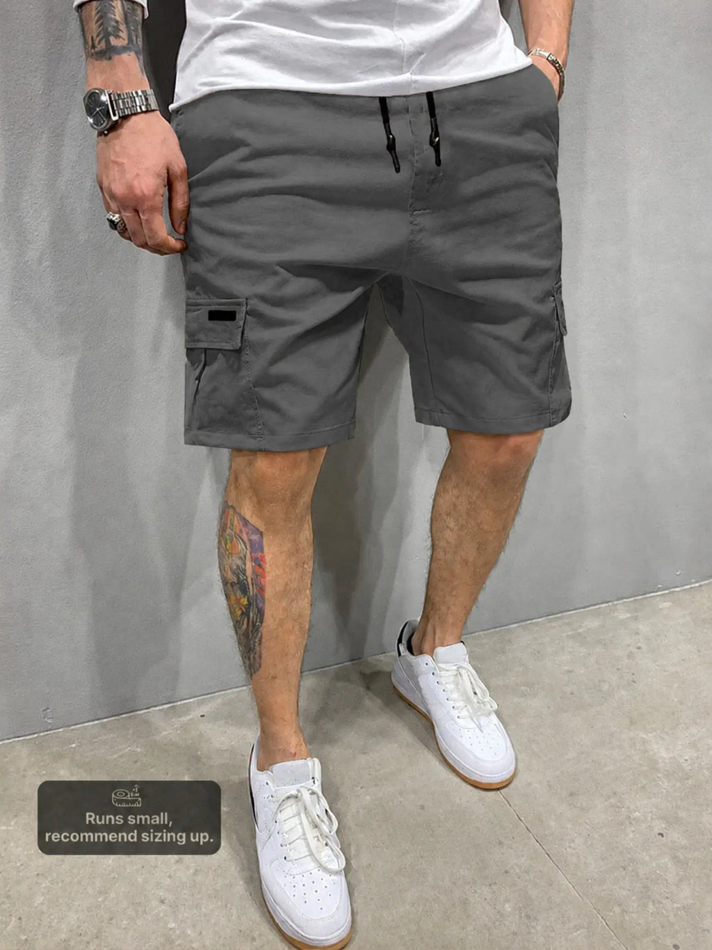 Men's Solid Cargo Shorts, Casual Relaxed-Fit Woven 5" Shorts, lightweight drawstring shorts, Multi-Pocket Mid-Rise Straight-Leg Design, Drawstring Waist, Summer Daily Wear for Commute & Outdoor Sports, Classic Versatile Essential for Men's Wardrobe