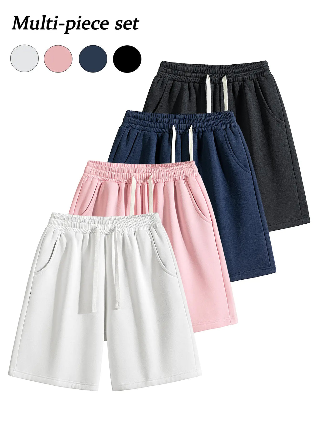 URMCZ Men's Retro Cotton Blend Casual Shorts - Breathable, High-Stretch Drawstring Waistband, Relaxed Straight-Leg, Moisture-Wicking, Plain, Aesthetic, Sporty Chic Unisex Bottoms for Summer Lounging, Workouts