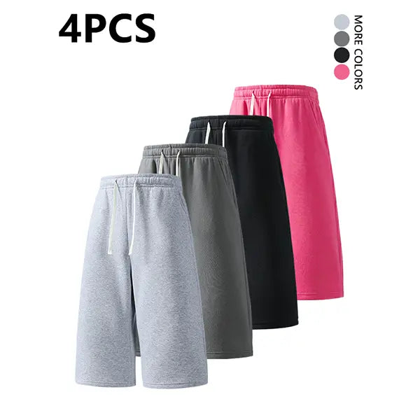 2-pack summer pants: street-style mid-thigh drawstring shorts with a hip-hop vibe—comfortable, loose fit for travel, versatile casual wear suitable for running, workouts, and everyday use.