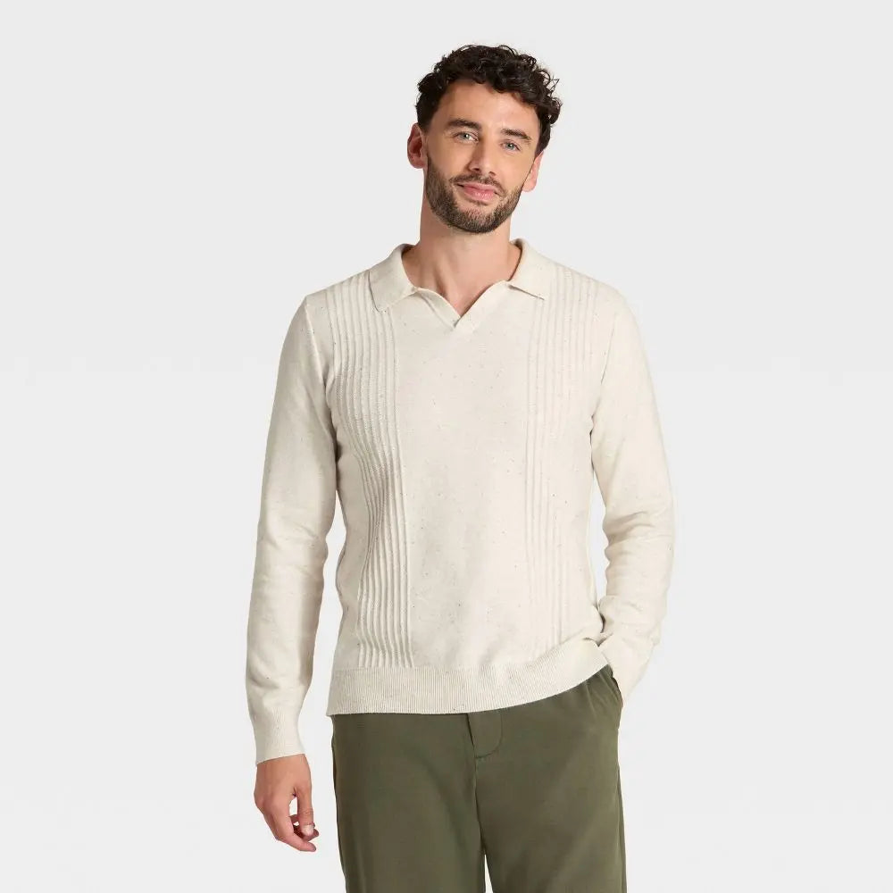 Men's Soft Knit Johnny Collar Polo Sweater - Goodfellow & Co