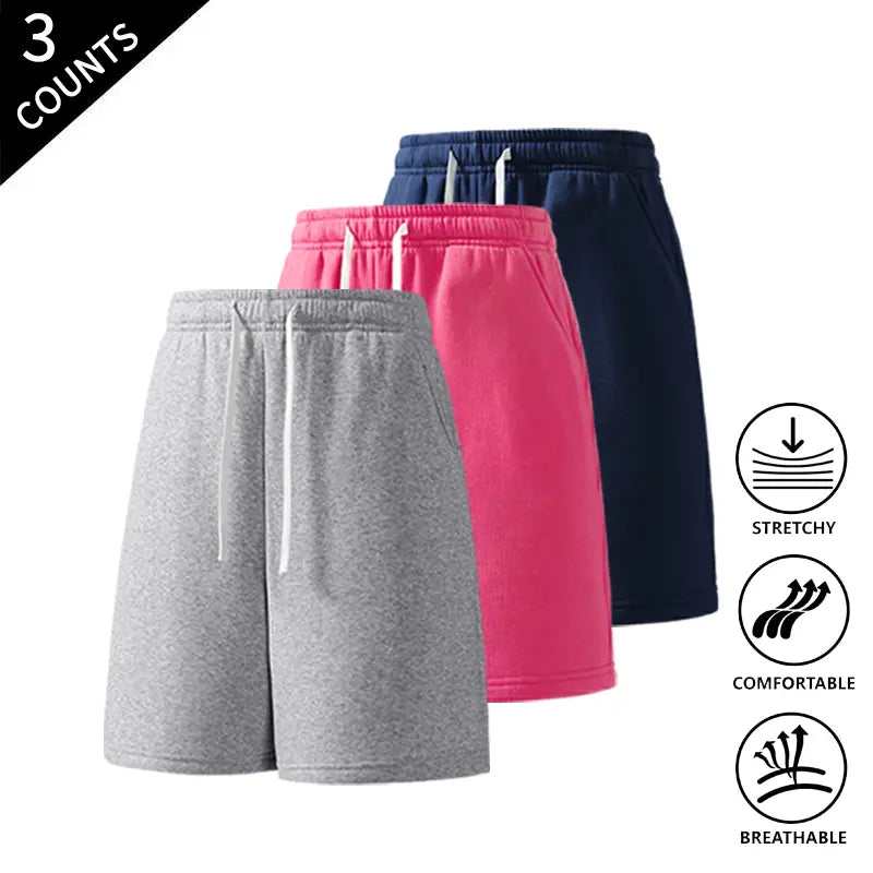 Men’s 3-Pack Solid Color Lightweight Loose-Fit Casual Street Shorts, Outdoor Menswear Bottoms Built for Beach Walks and Outings