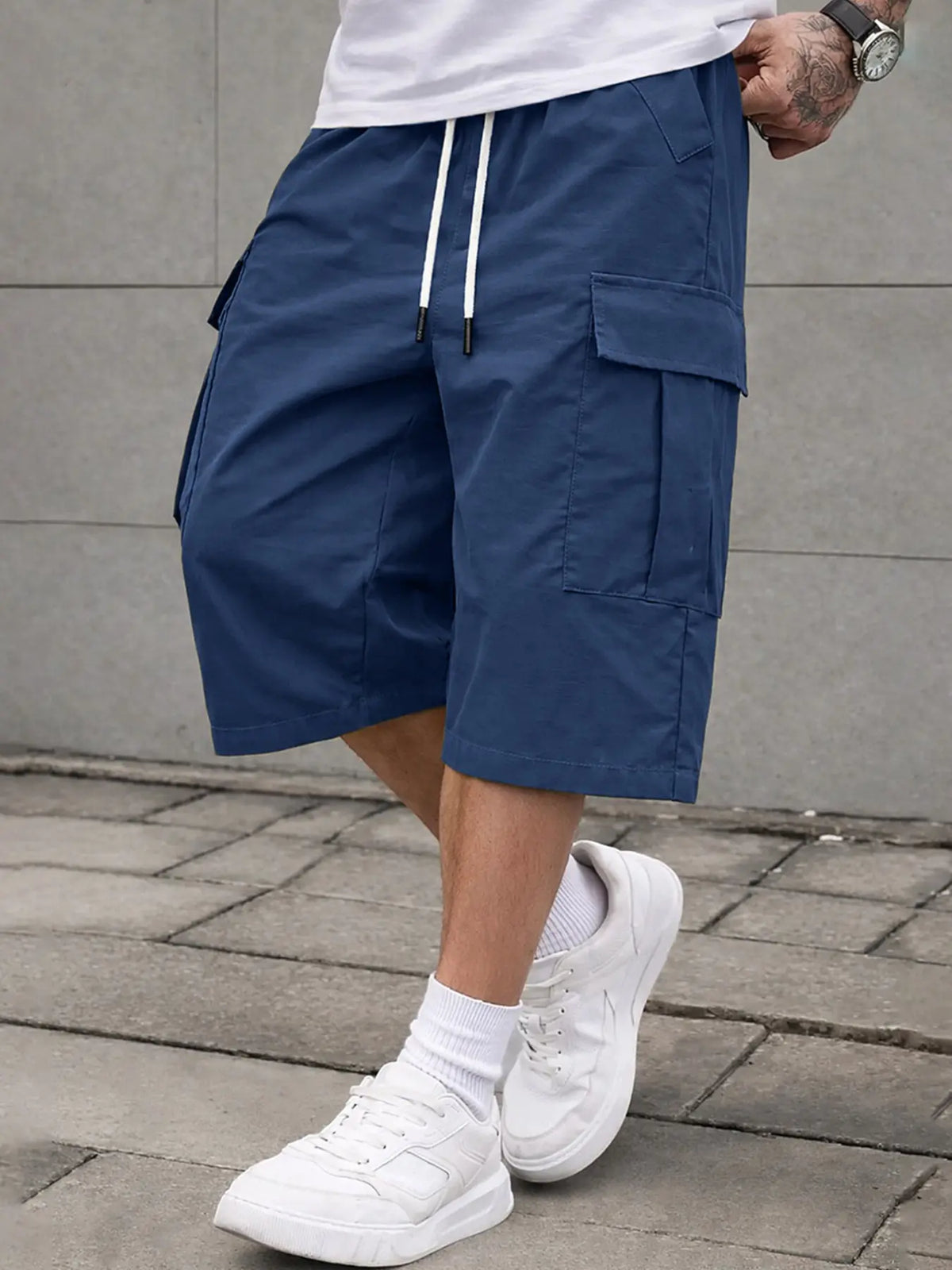 Men's 3/4 Length Work Shorts, Casual Seven-Quarter Pants, Multiple Pockets Design, Comfortable Summer Wear, Menswear, Suitable for Outdoor Activities and Daily Use