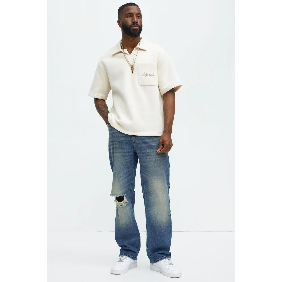 Tyson Happy Mistake Short Sleeve Polo - Cream