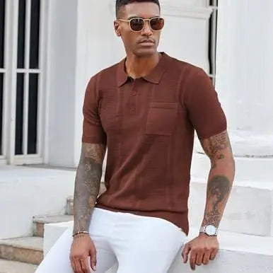 COOFANDY Men's Knitwear Polo Shirts for Men Short Sleeve Textured Polo Shirt Slim Fit Summer Collared T Shirt with Pocket