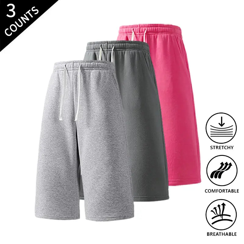 Men's 3-Pack Baggy Oversized Knee-Length Loose Drawstring Casual Long Shorts, Urban Street Fashion Menswear Bottoms