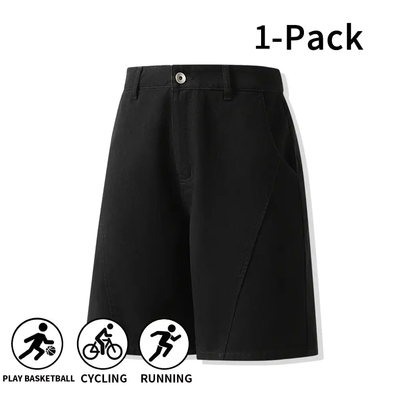Men's 3-Pack Washed Denim Bermuda Shorts Outfits Set - Loose-Fit, Breezy Cut, Knee-Length, Breathable, Machine Wash, Sporty Casual for Outdoor, Everyday Wear