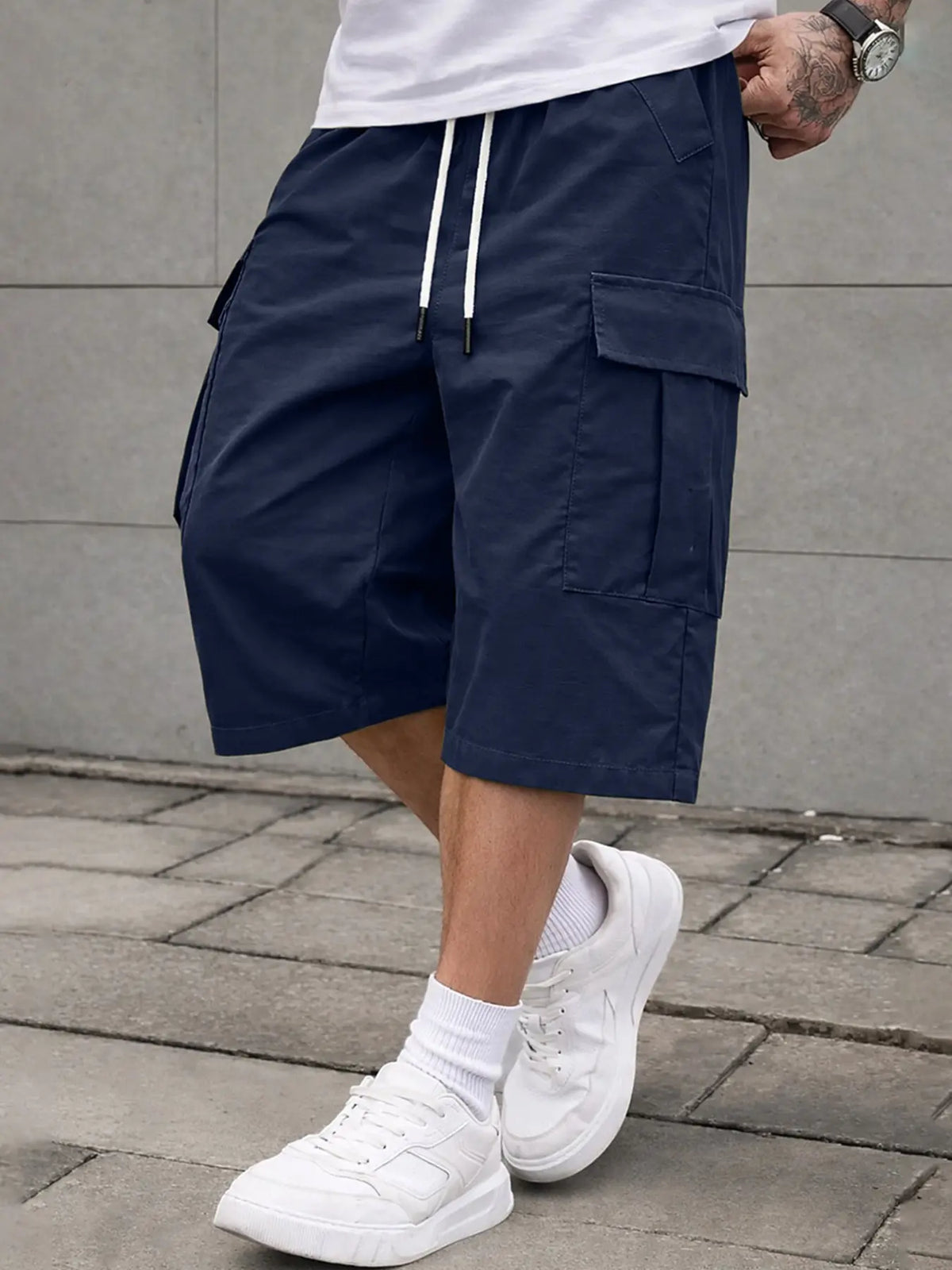 Men's 3/4 Length Work Shorts, Casual Seven-Quarter Pants, Multiple Pockets Design, Comfortable Summer Wear, Menswear, Suitable for Outdoor Activities and Daily Use