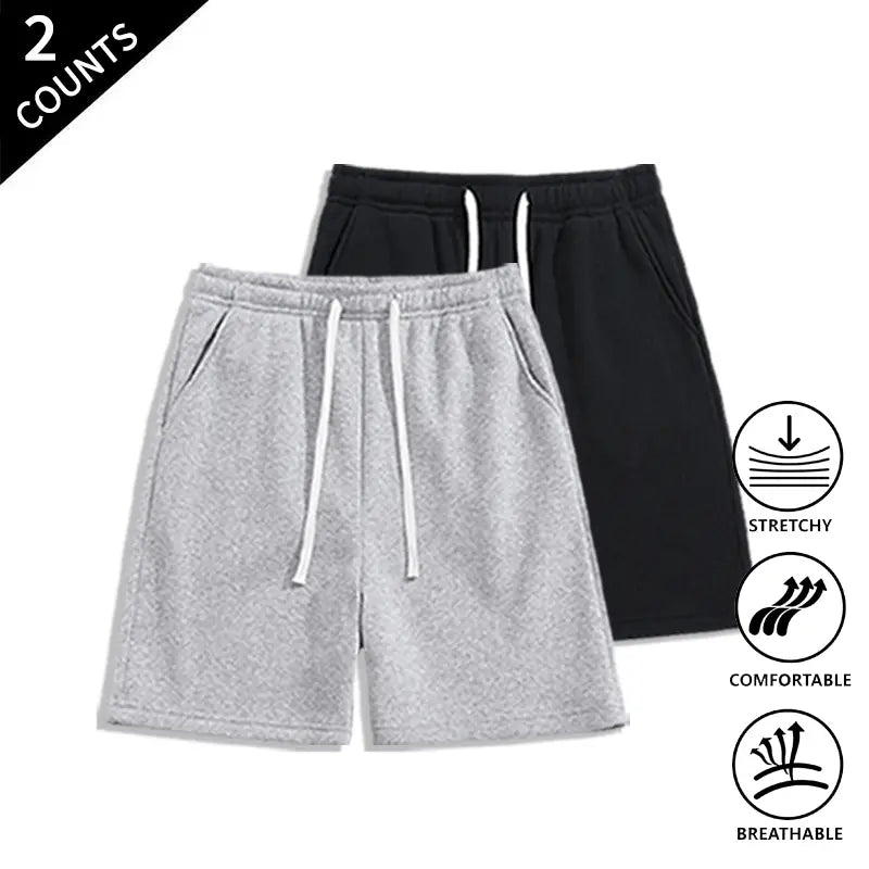 Men’s 2-Pack Loose Fit Sweat Shorts - Extra Baggy, Low-Rise Baggy, Lounge, Trendy Streetwear with Relaxed Ease, Comfortable, Breathable for Casual Menswear Outfits, Extra Baggy Men's Shorts, Lounge Men's Shorts