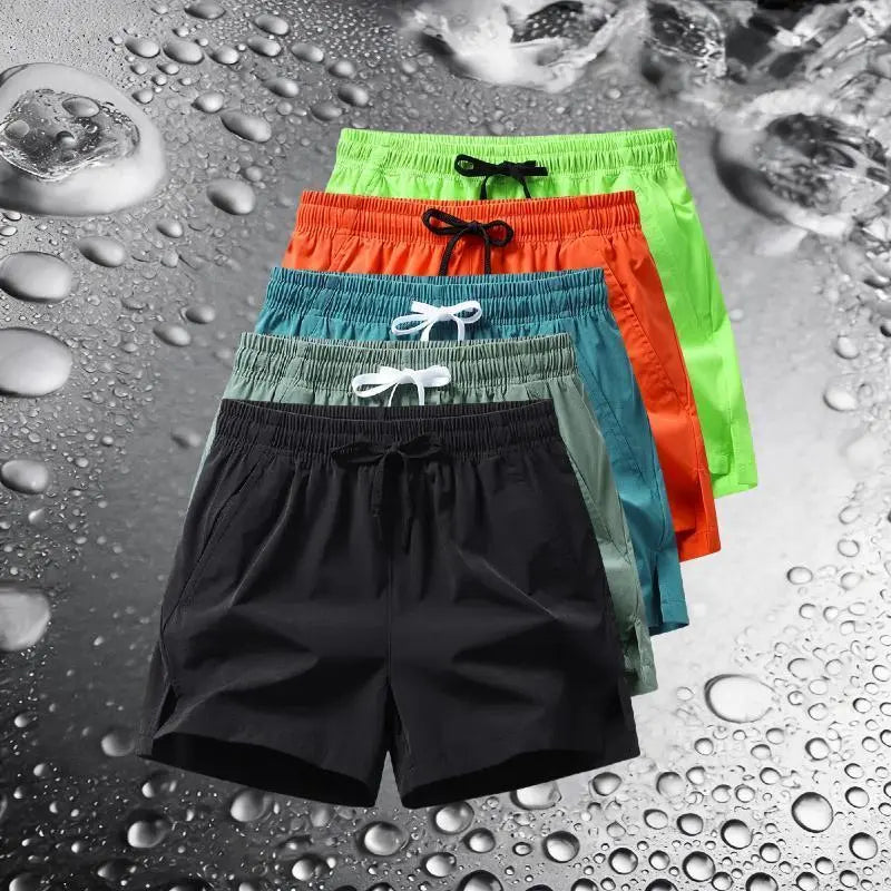 Men's Regular Fit Elastane-Polyester Blend Elastic Drawstring Waist Shorts with Zipper Pocket - Breathable Fabric, Easy to Style, Casual Look, All Seasons Activewear Bottoms for Daily Outdoor Use