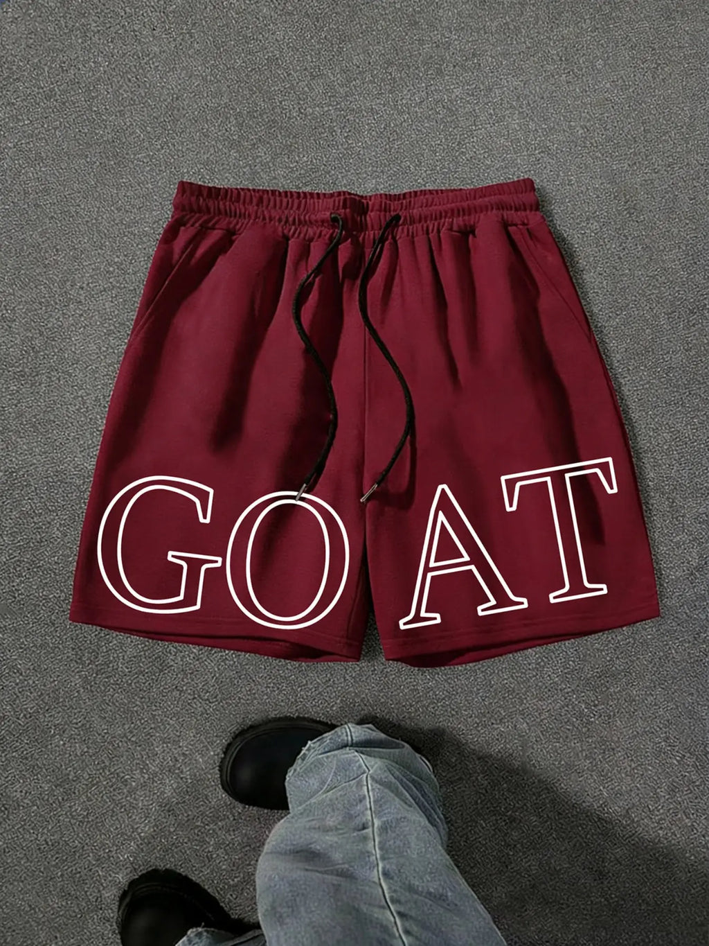 Goat Letter Print Shorts, Summer Essential, Simple and Elegant, Boston Letter Print Shorts, Casual Fitted Style, Athleisure Shorts