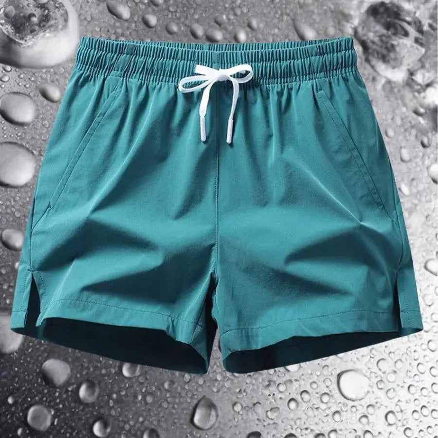 Men's Regular Fit Elastane-Polyester Blend Elastic Drawstring Waist Shorts with Zipper Pocket - Breathable Fabric, Easy to Style, Casual Look, All Seasons Activewear Bottoms for Daily Outdoor Use