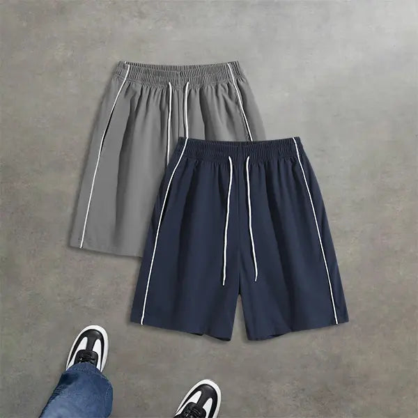 2-Pack Men’s Summer Striped Casual Shorts – Loose Fit, Versatile Athletic Style
