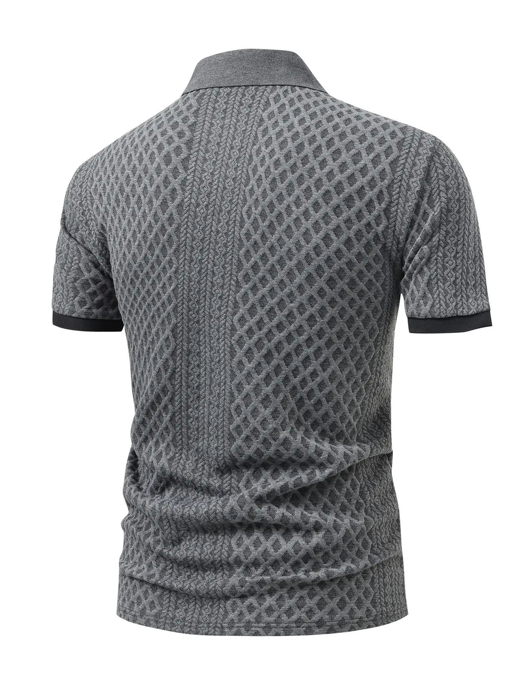Men's High-End Textured Golf Polo Shirt, Casual Jacquard Knit Short Sleeve Top, Stylish and Comfortable Men's Apparel, Casual Golf Polos