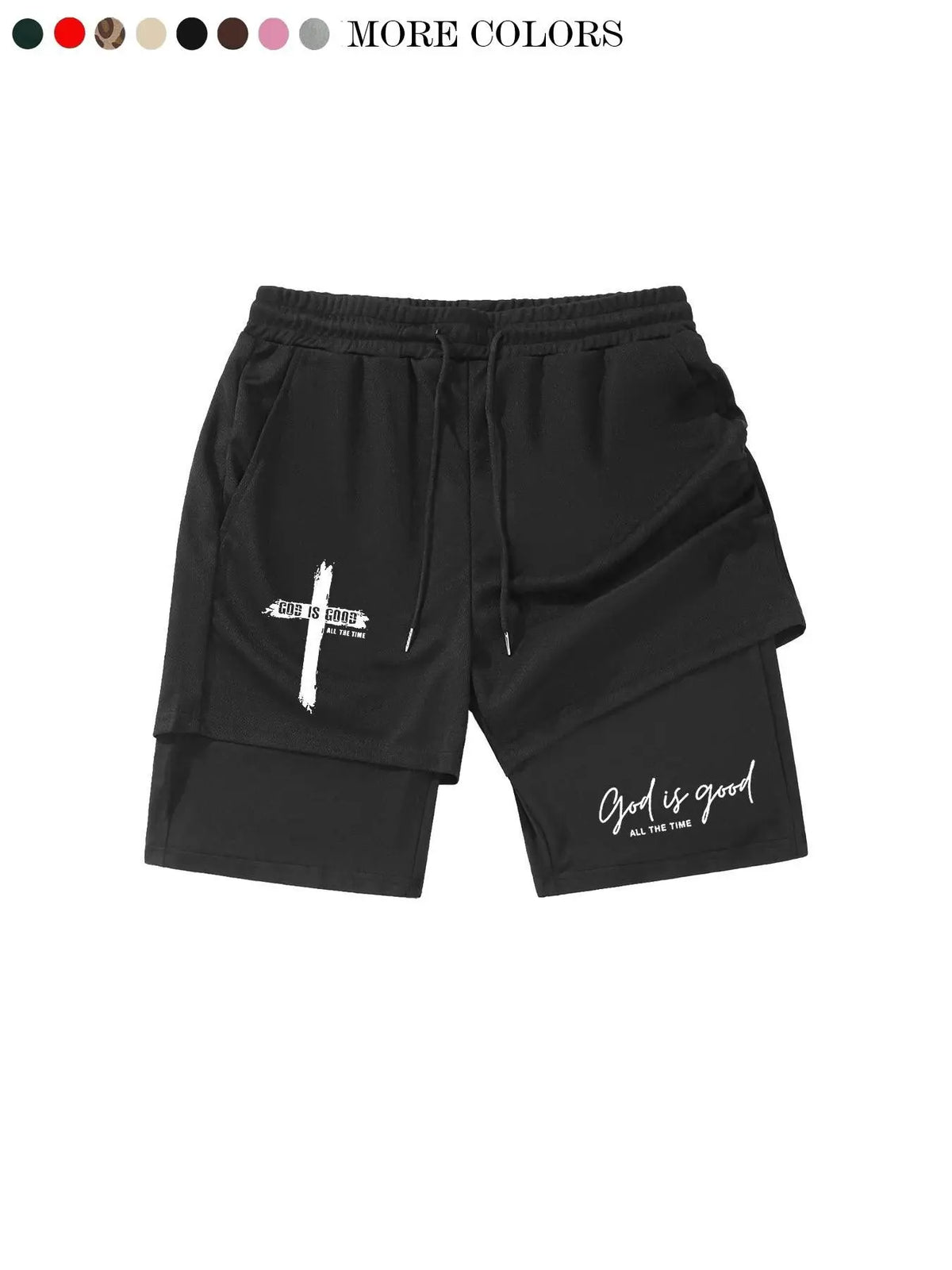 God Is Good Print Teen Boy Shorts, Loose-Fit Casual Mesh Pants, Drawstring Waist, Spring Summer Fashion, Couples Wear, Breathable Loose Shorts, Breathable Printed Shorts