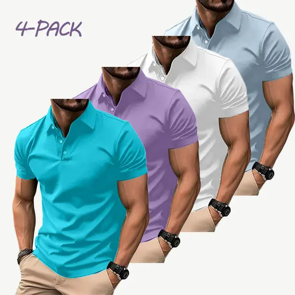 Men's 4-Pack Multicolor Polo Shirts | Polyester Fabric, Short Sleeve, Slim Fit | Casual & Business Wear,clothes for back to school,first day of school outfits