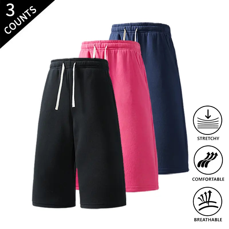 Men's 3-Pack Baggy Oversized Knee-Length Loose Drawstring Casual Long Shorts, Urban Street Fashion Menswear Bottoms