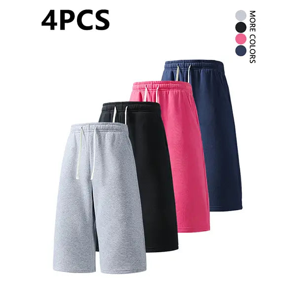 2-pack summer pants: street-style mid-thigh drawstring shorts with a hip-hop vibe—comfortable, loose fit for travel, versatile casual wear suitable for running, workouts, and everyday use.