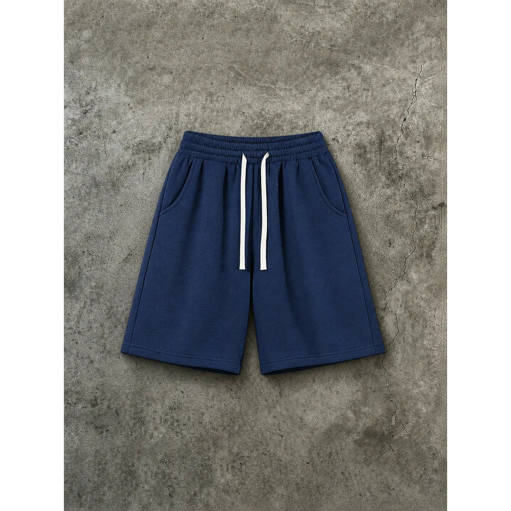 Men's Cotton Blend Casual Relaxed Fit Above-the-Knee Shorts - Drawstring Waistband, Adjustable Bottom, Baggy Draped Cut, Athleisure Menswear Bottoms for Workouts, Lounging