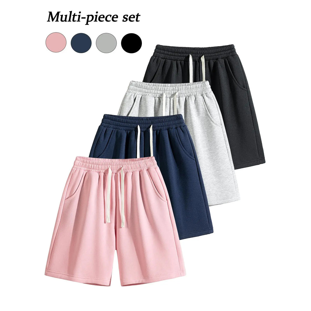 URMCZ Men's Retro Cotton Blend Casual Shorts - Breathable, High-Stretch Drawstring Waistband, Relaxed Straight-Leg, Moisture-Wicking, Plain, Aesthetic, Sporty Chic Unisex Bottoms for Summer Lounging, Workouts