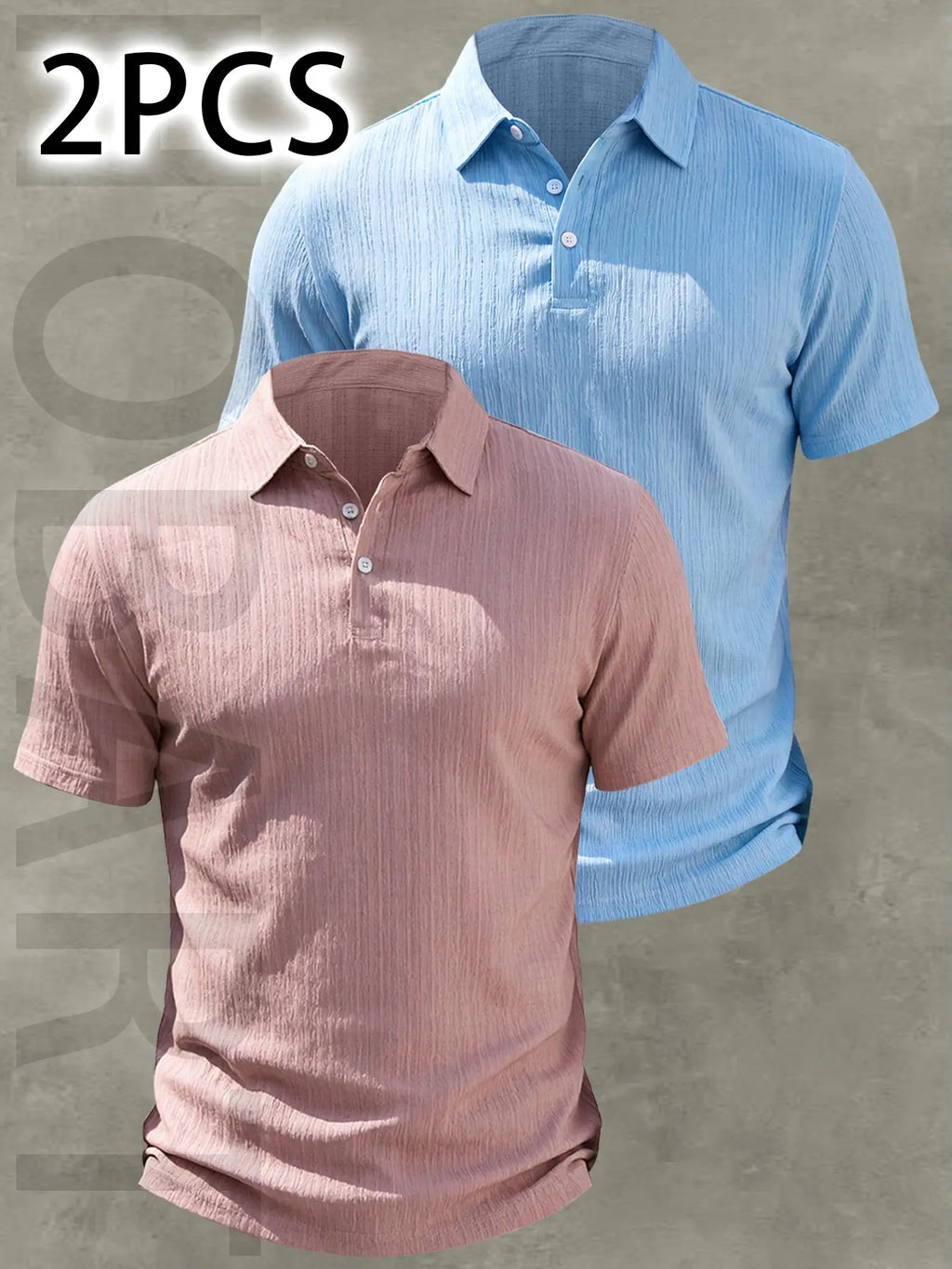 2pcs Men's Casual Classic Fashion Slim Fit Plain Polo Shirt Tops, Buttoned Polo Collar, Lightweight Breathable Fabric, Everyday Wear