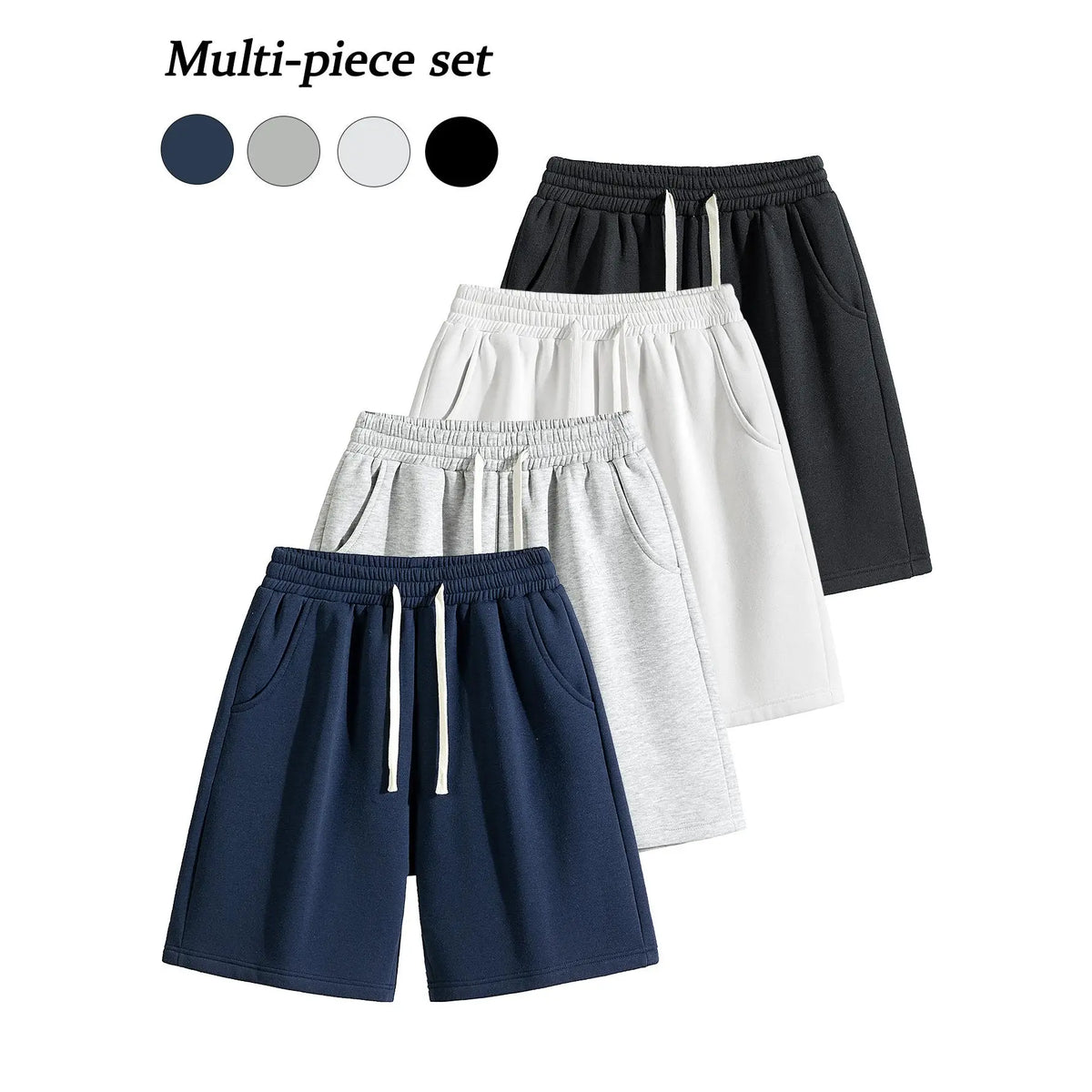 URMCZ Men's Retro Cotton Blend Casual Shorts - Breathable, High-Stretch Drawstring Waistband, Relaxed Straight-Leg, Moisture-Wicking, Plain, Aesthetic, Sporty Chic Unisex Bottoms for Summer Lounging, Workouts