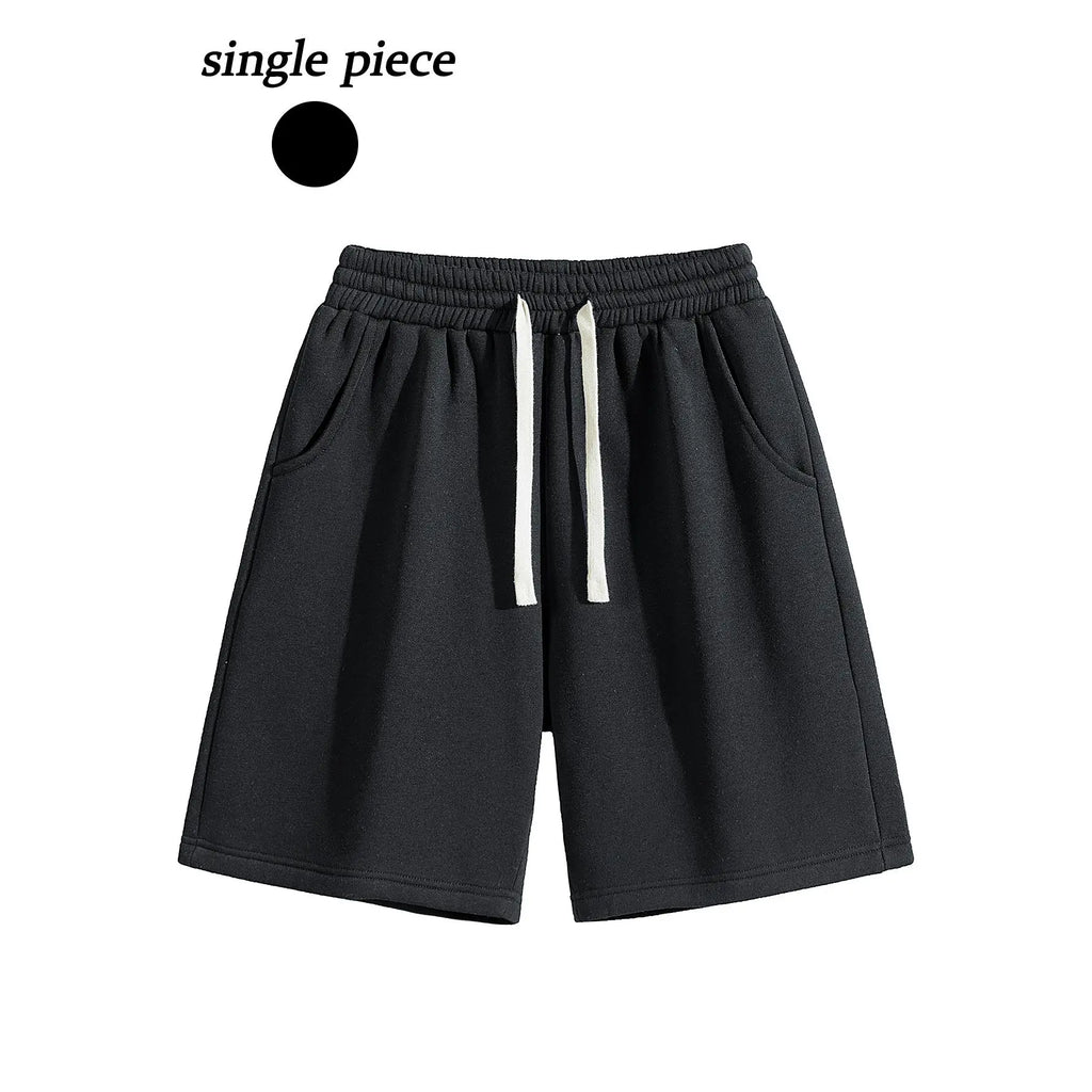 URMCZ Men's Retro Cotton Blend Casual Shorts - Breathable, High-Stretch Drawstring Waistband, Relaxed Straight-Leg, Moisture-Wicking, Plain, Aesthetic, Sporty Chic Unisex Bottoms for Summer Lounging, Workouts