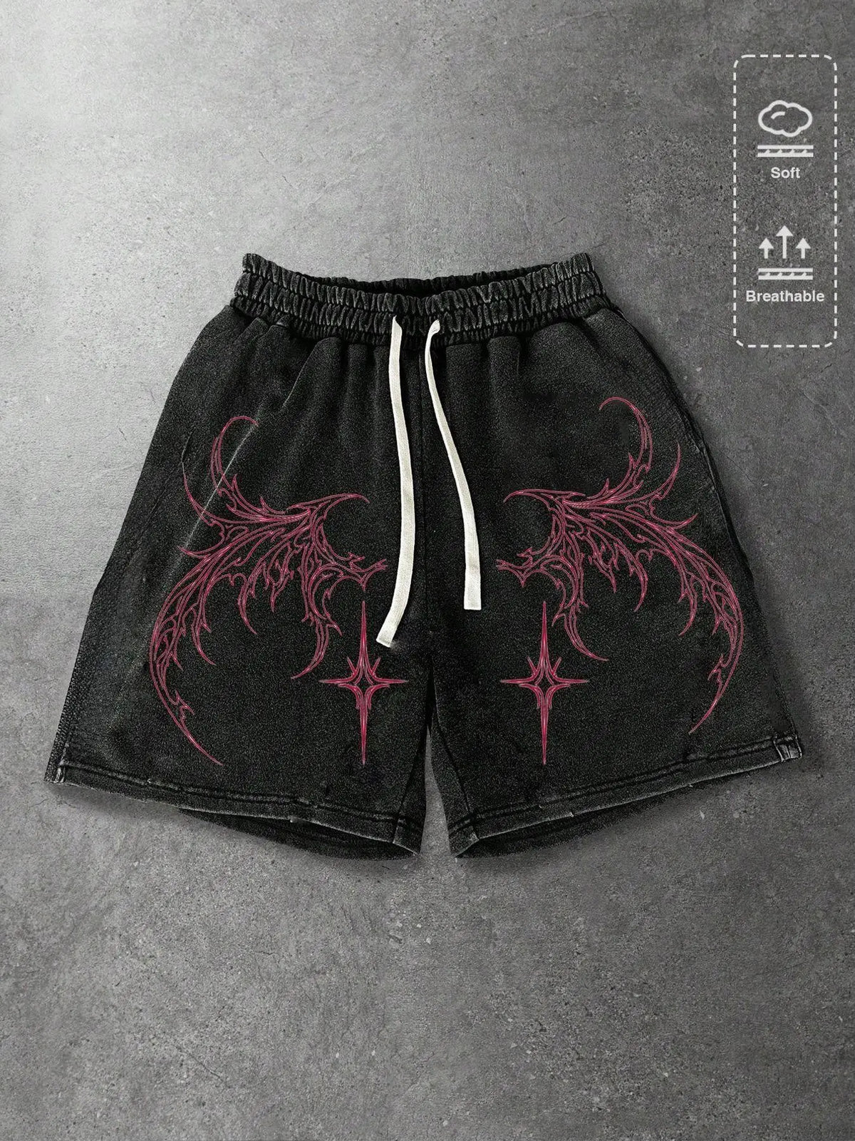 Unisex Y2K Gothic Print Cotton Breathable Shorts, Chic Casual Style, Comfortable & Stylish, Perfect for Everyday Wear