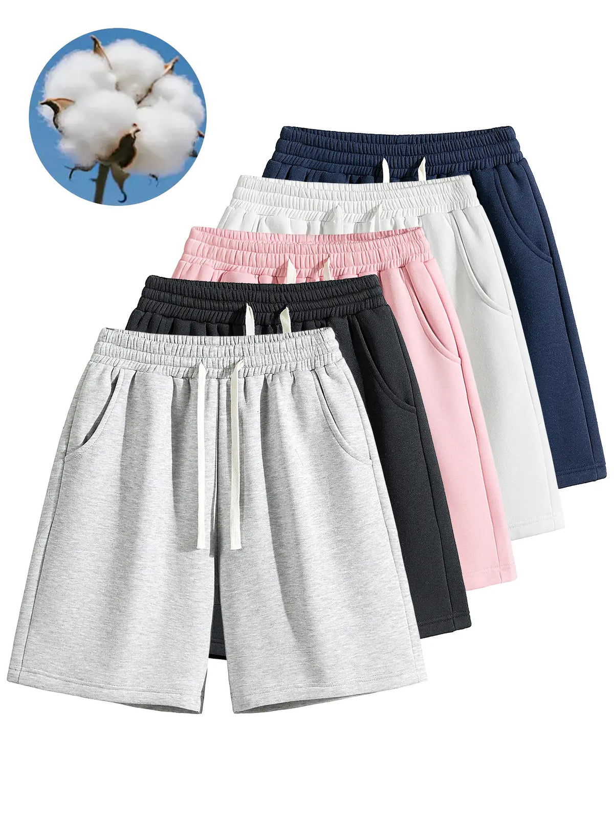 URMCZ Men's Retro Cotton Blend Casual Shorts - Breathable, High-Stretch Drawstring Waistband, Relaxed Straight-Leg, Moisture-Wicking, Plain, Aesthetic, Sporty Chic Unisex Bottoms for Summer Lounging, Workouts