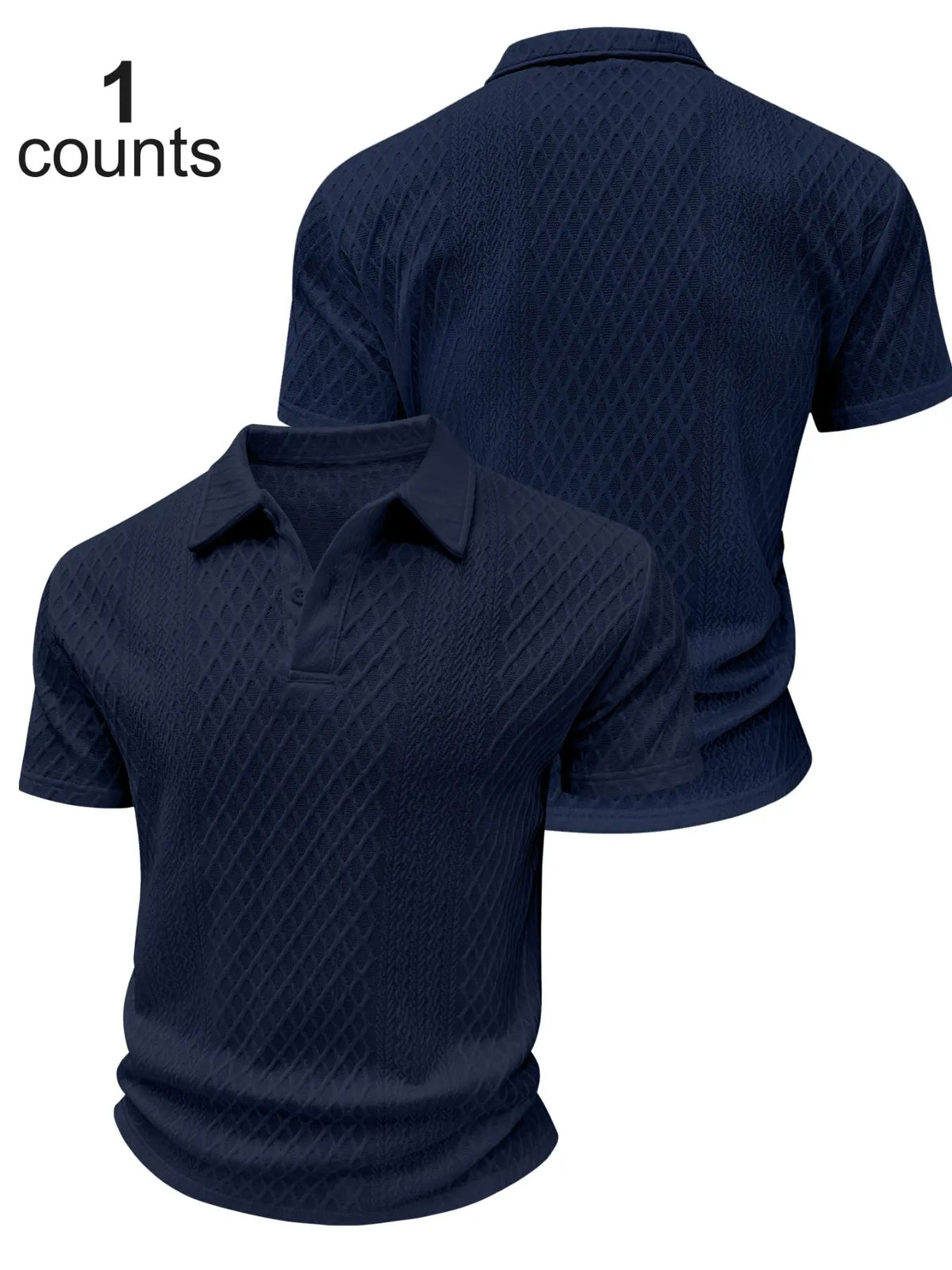 Men's Bestselling Solid Color Plain Polo Shirt, Short Sleeve, Herringbone Texture, Casual Fashion, Daily Wear, Business