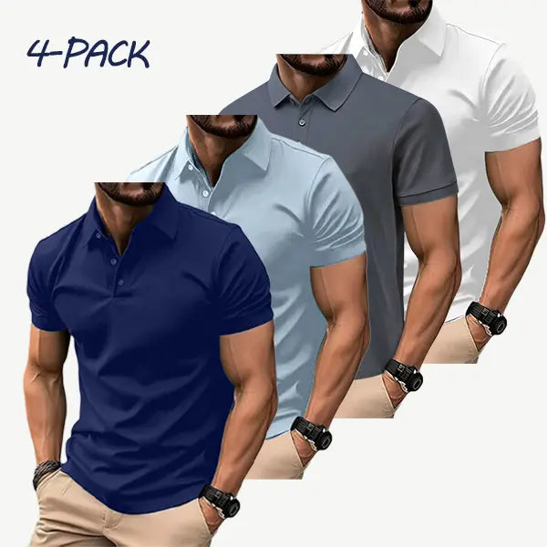 Men's 4-Pack Multicolor Polo Shirts | Polyester Fabric, Short Sleeve, Slim Fit | Casual & Business Wear,clothes for back to school,first day of school outfits