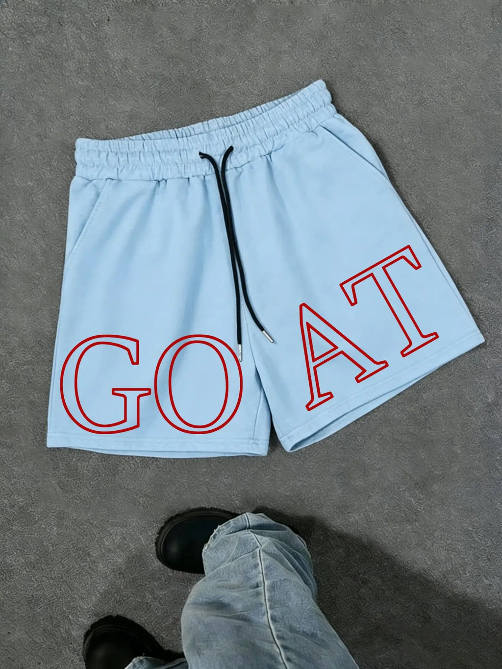 Goat Letter Print Shorts, Summer Essential, Simple and Elegant, Boston Letter Print Shorts, Casual Fitted Style, Athleisure Shorts