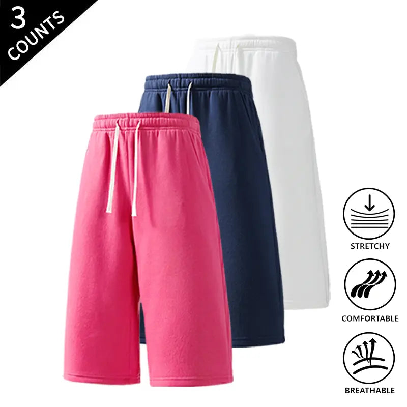 Men's 3-Pack Baggy Oversized Knee-Length Loose Drawstring Casual Long Shorts, Urban Street Fashion Menswear Bottoms