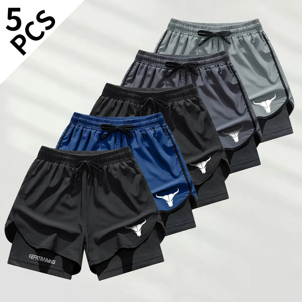 Men's Double-Layer Graphic Athletic Jorts - Activewear Bottoms for Summer, Ideal Guys' Gifts
