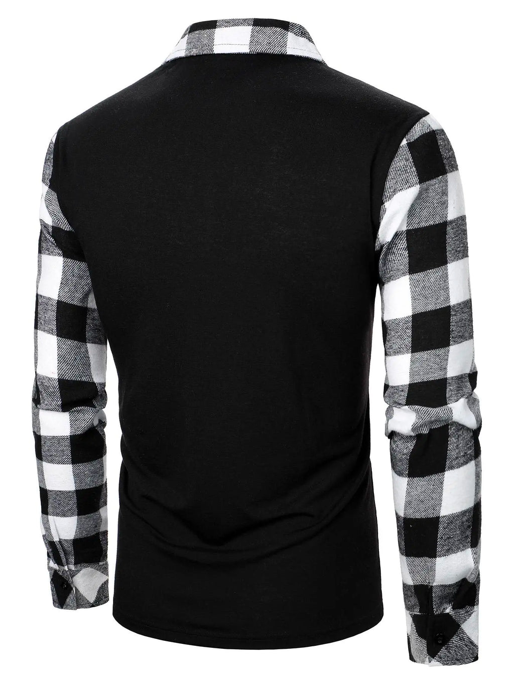 Men's Checked Patchwork Half Zip Up Plaid Polo Shirt, Casual Collared Regular Fit Classic Long-Sleeve Top for Fall & Winter, Men's Clothes for Daily Wear, Menswear