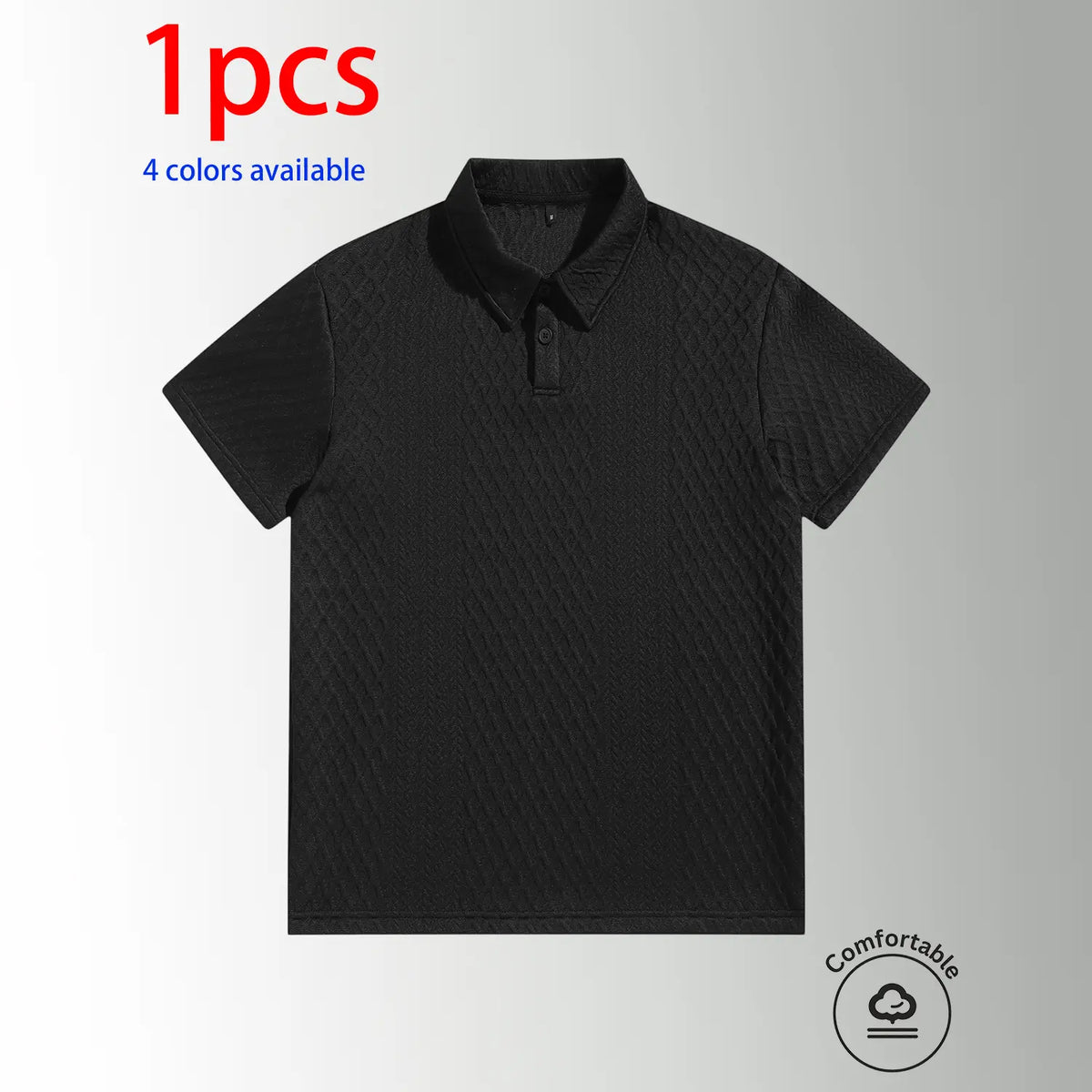 2-pack men’s short-sleeve polo shirts, men’s summer short-sleeve shirts. Men’s diamond jacquard bubble polo shirt, loose fit, no-fit style, solid color turn-down collar short sleeves, skin-friendly, breathable, comfortable, versatile. Suitable for everyda