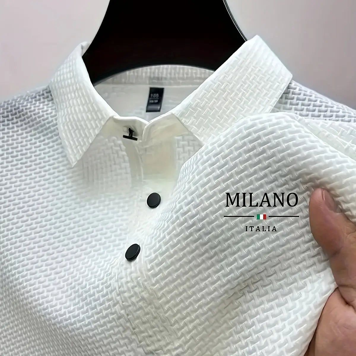 Men's Custom-Fit Solid Color Luxury Formal Polo Shirt - Breathable Lightweight Polyester Menswear, Fitted Well-Structured Collar, Elegant Modern Top for Business, Casual Everyday Wear