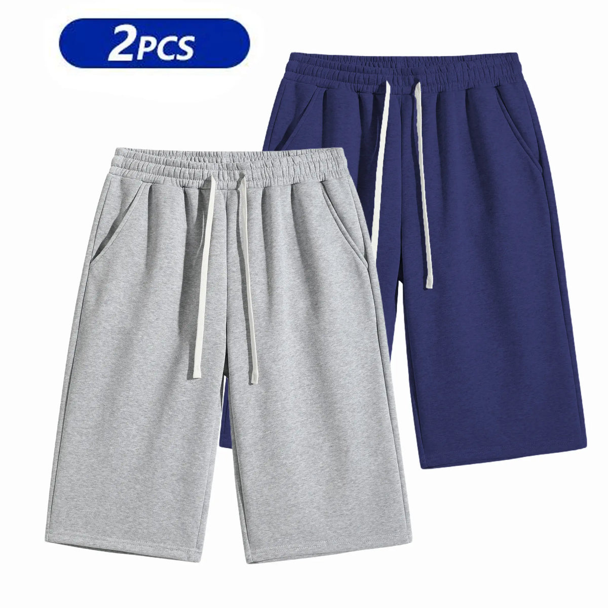 Men's Plain Stylish Belted Bermuda Shorts - Activewear, Solid-Color Athletic Casual Bottoms with Pockets, Breathable Spring-Summer Menswear