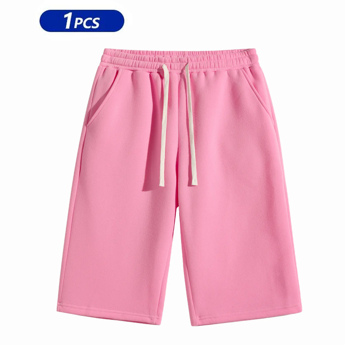 Men's Plain Stylish Belted Bermuda Shorts - Activewear, Solid-Color Athletic Casual Bottoms with Pockets, Breathable Spring-Summer Menswear