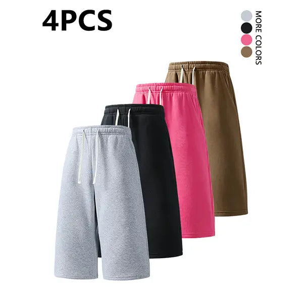 2-pack summer pants: street-style mid-thigh drawstring shorts with a hip-hop vibe—comfortable, loose fit for travel, versatile casual wear suitable for running, workouts, and everyday use.