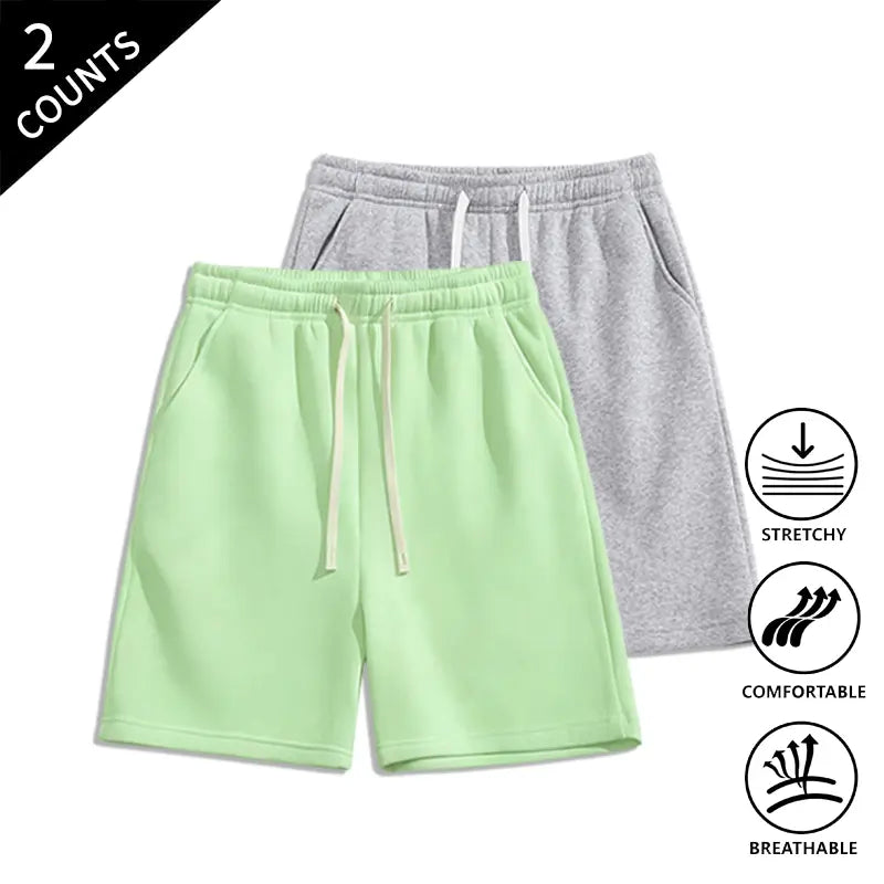 Men’s 2-Pack Loose Fit Sweat Shorts - Extra Baggy, Low-Rise Baggy, Lounge, Trendy Streetwear with Relaxed Ease, Comfortable, Breathable for Casual Menswear Outfits, Extra Baggy Men's Shorts, Lounge Men's Shorts