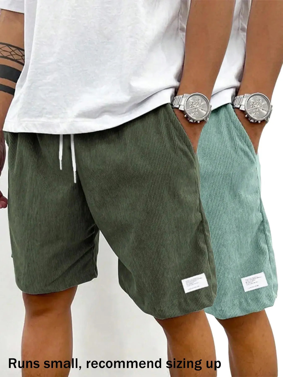 Men's Solid Patched Drawstring Waist Shorts, Menswear Regular Fit Casual Pocket Elastic Waist Shorts for Summer, Men's Bottoms for Daily Wear, Drawstrings Shorts