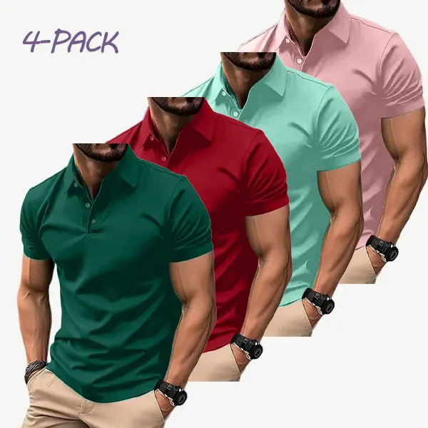 Men's 4-Pack Multicolor Polo Shirts | Polyester Fabric, Short Sleeve, Slim Fit | Casual & Business Wear,clothes for back to school,first day of school outfits