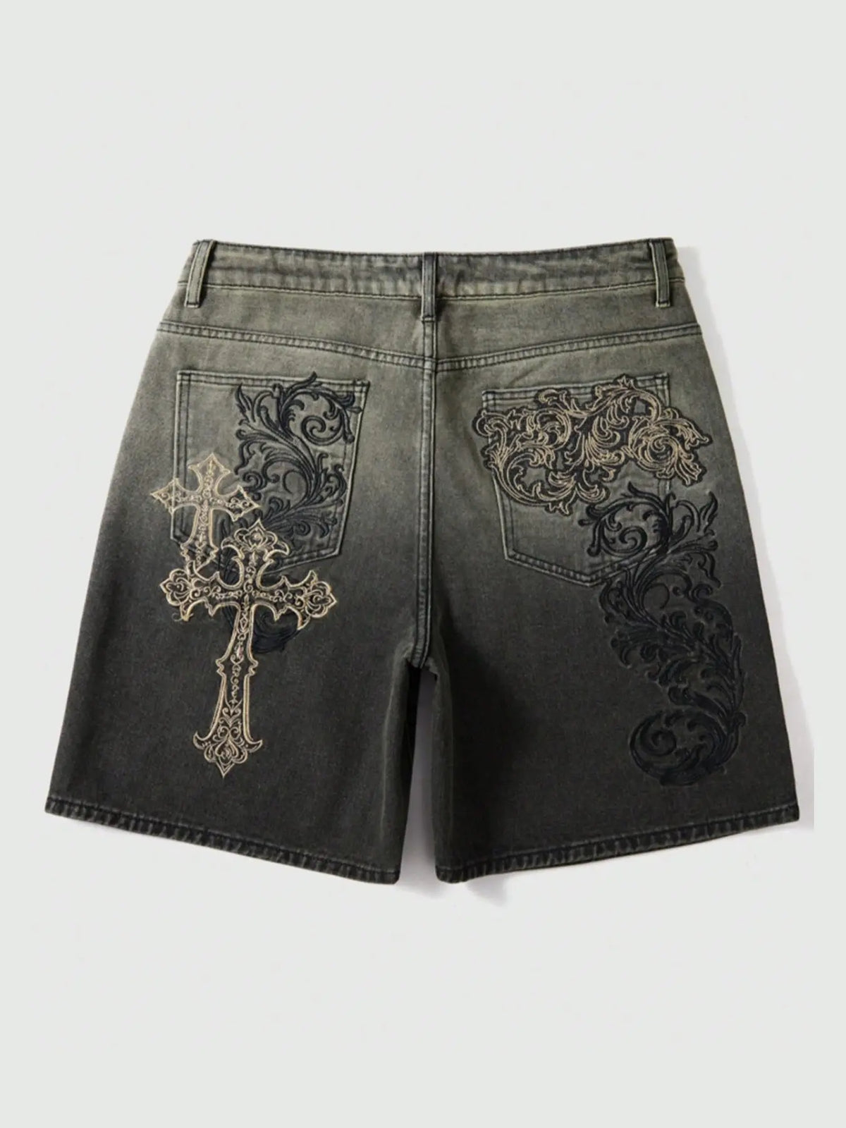 Men's Streetwear Aesthetic Denim Shorts, Casual Loose-Fit Baggy, Breathable Cotton, All-Season Wear, Graphic Pattern, Fashionable Summer Gym Shorts